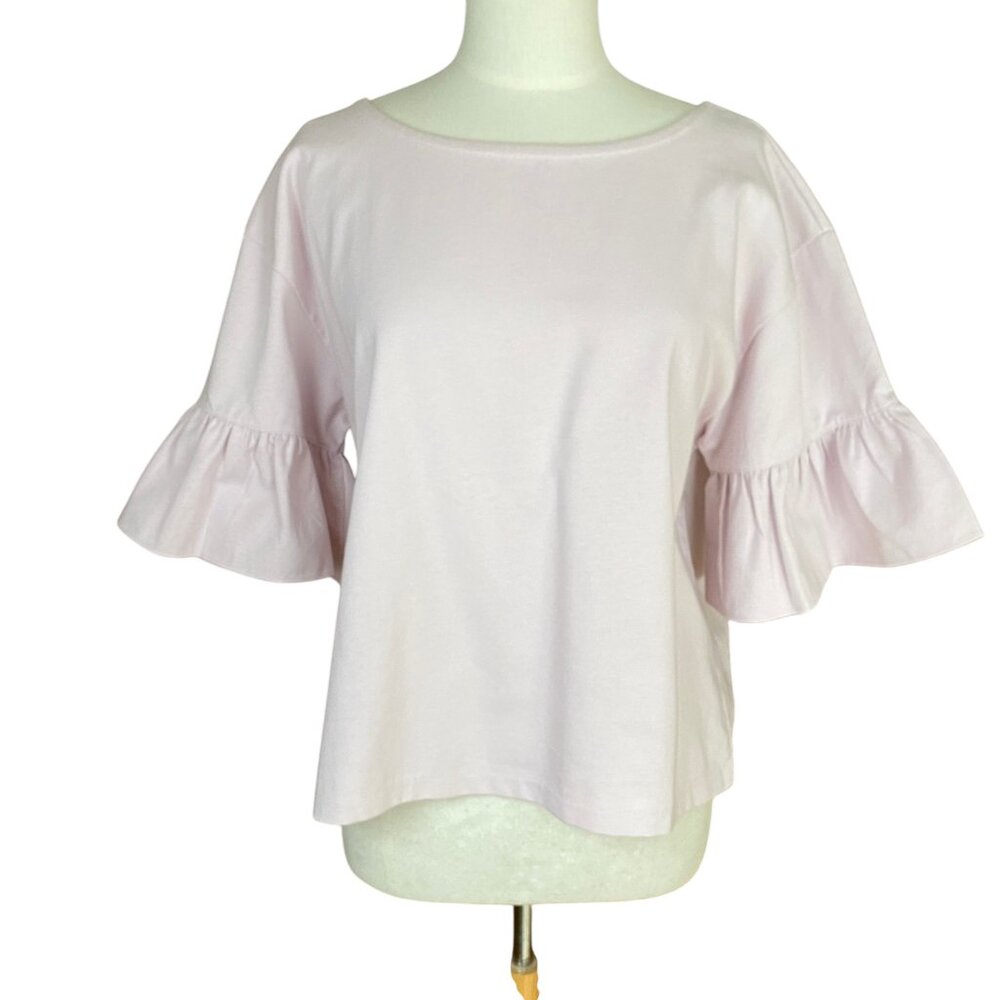 NWT J Crew Ruffle Sleeve Structured Top Pale Lilac Euro Summer French Girl-XL